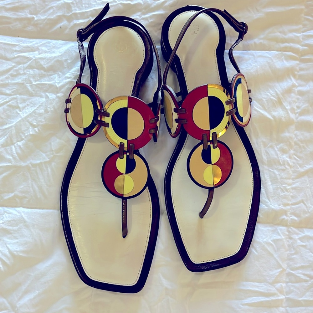Tory Burch Marquetry Disk Sandal size 10